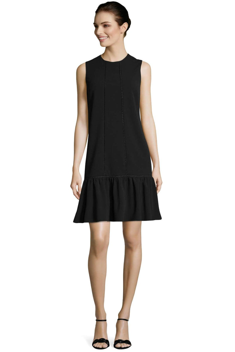 Sleeveless Shift Dress with Drop Waist and Lace Trim Style Theory SG