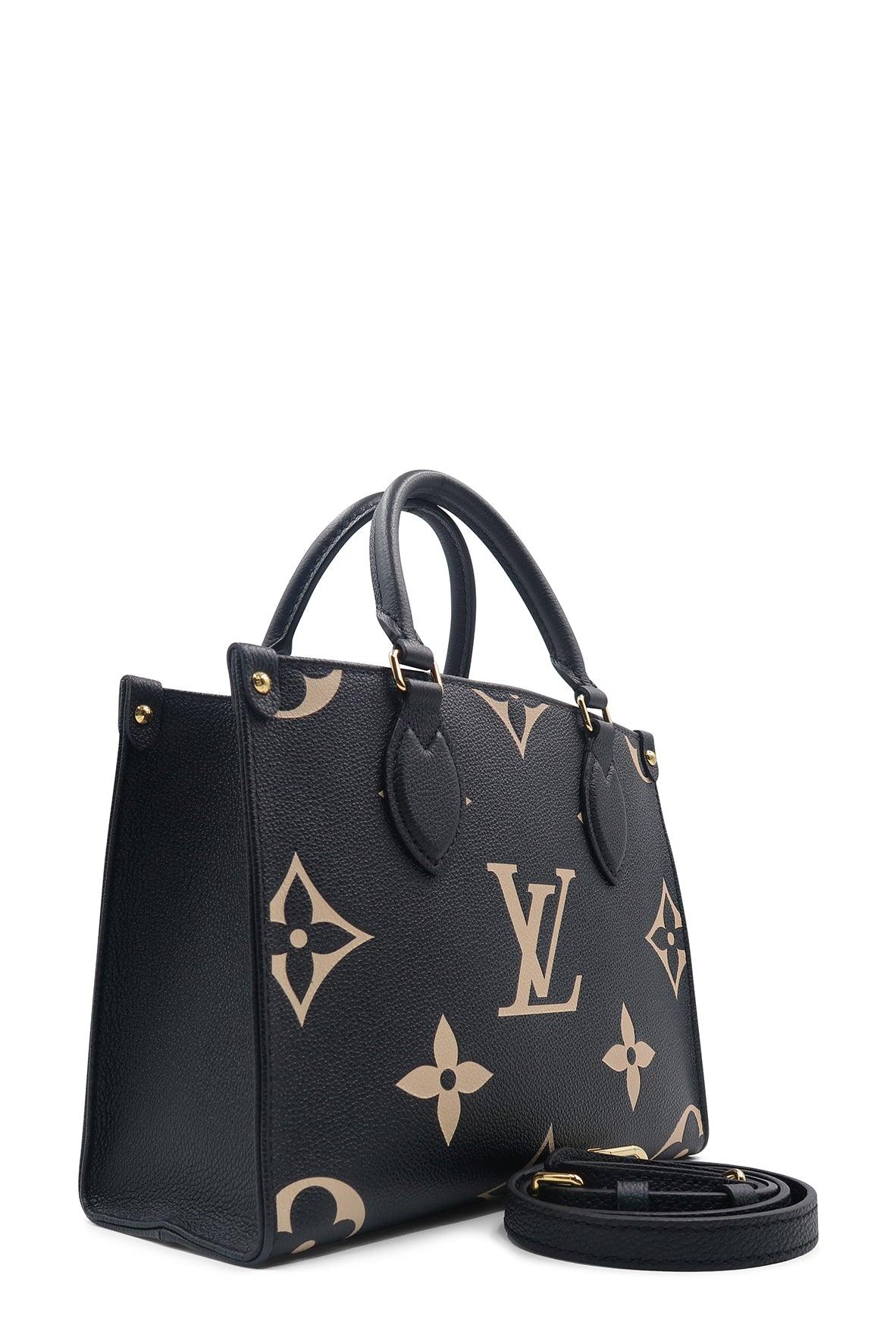 Black Bicolour Monogram Empreinte Leather Onthego PM Tote Bag - Leather  Tote Bag for Women