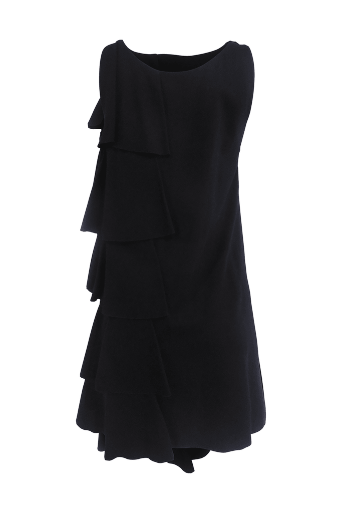 Black Sleeveless Ruffled Mini Dress - Moschino