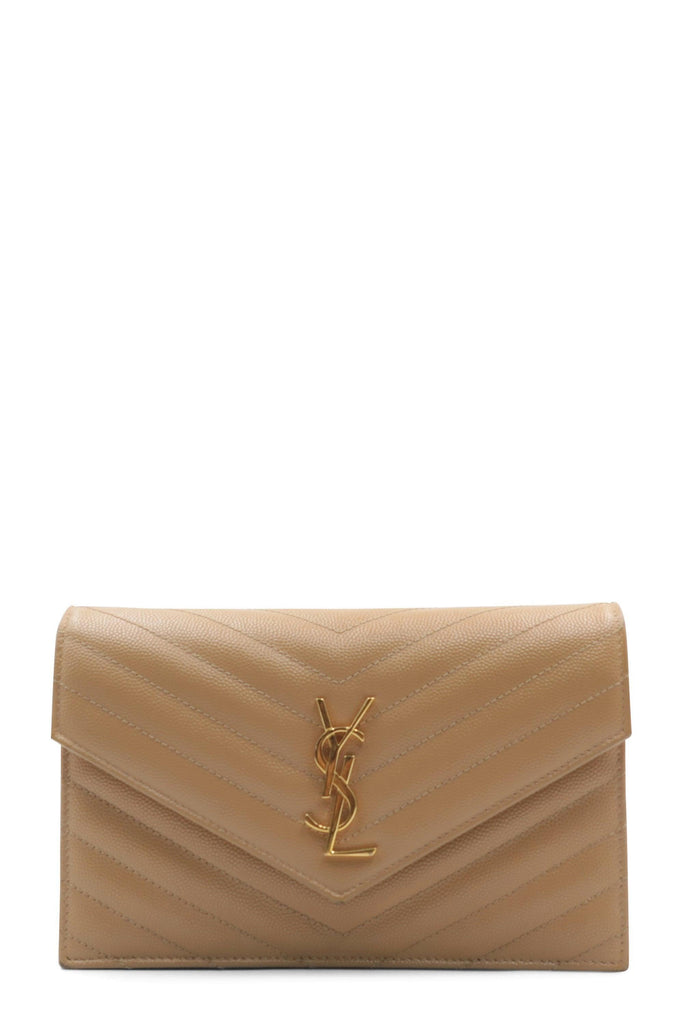 Envelope Chain Wallet Beige with Gold Hardware - SAINT LAURENT