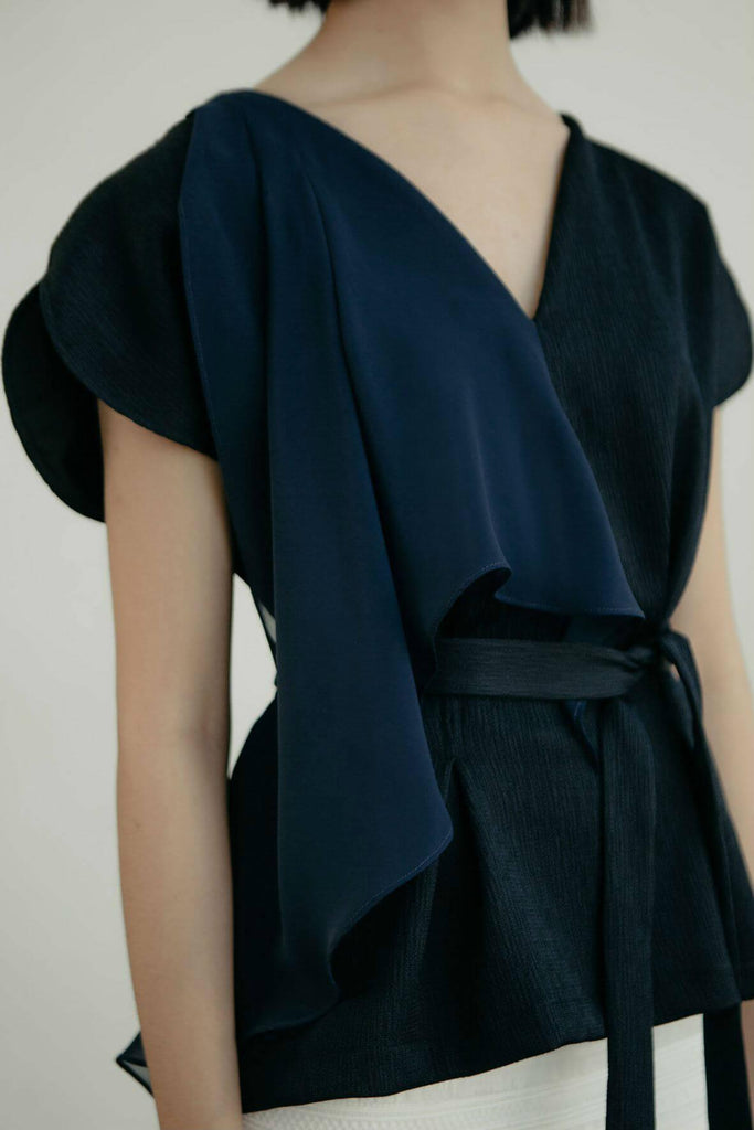 Navy Drape Top - Reves Studio