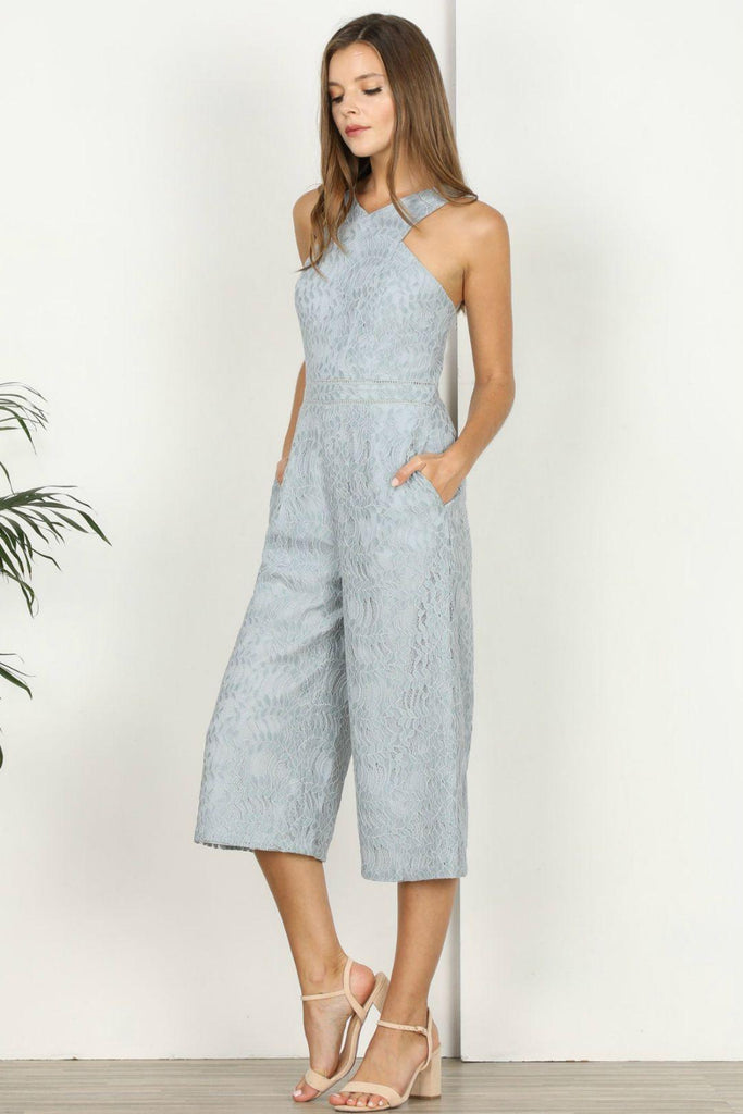 Carissa Woven Lace Cross Neck Jumpsuit - Adelyn Rae