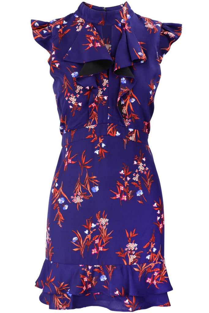 Phoebe Woven Printed Ruffle Sheath Dress - Adelyn Rae