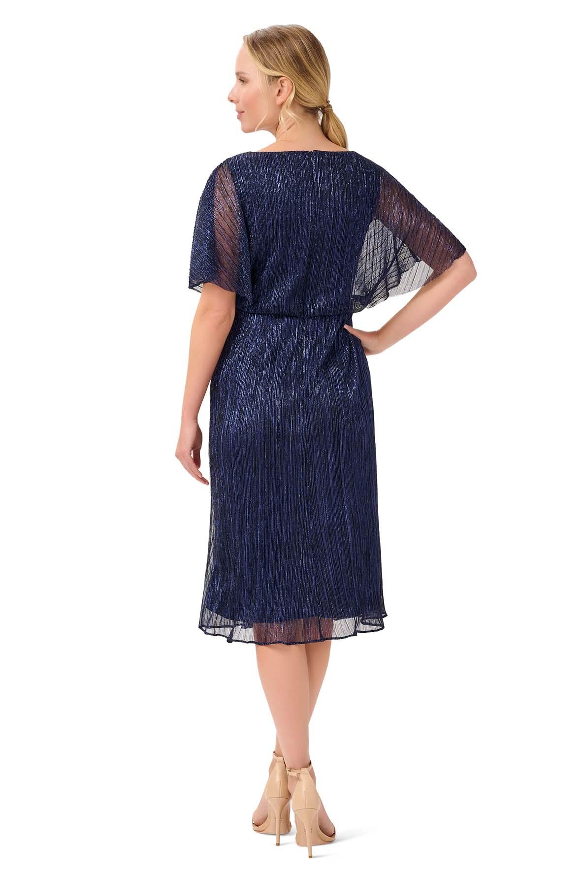 Metallic Crinkle Midi Dress