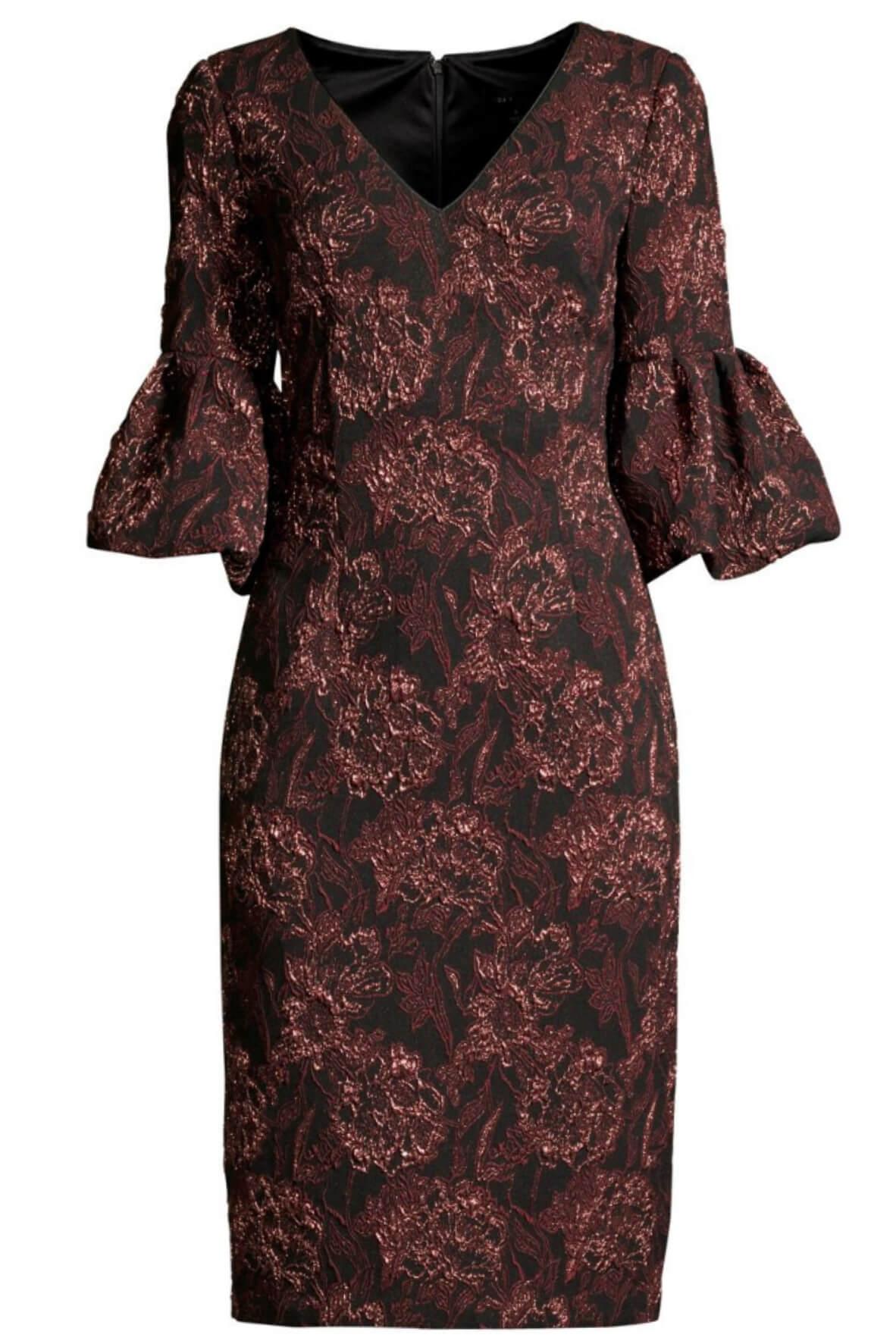 Printed Three Quarter Sleeve V Neck Dress Style Theory SG