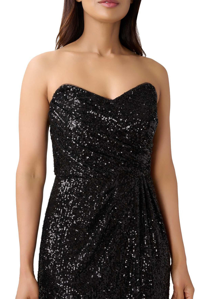 Sequin Strapless Gown In Black - Aidan Mattox