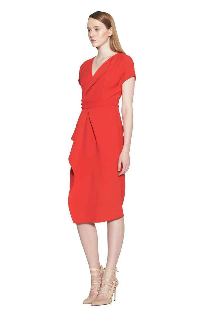 Marjorie Wrap Dress Red - Aijek