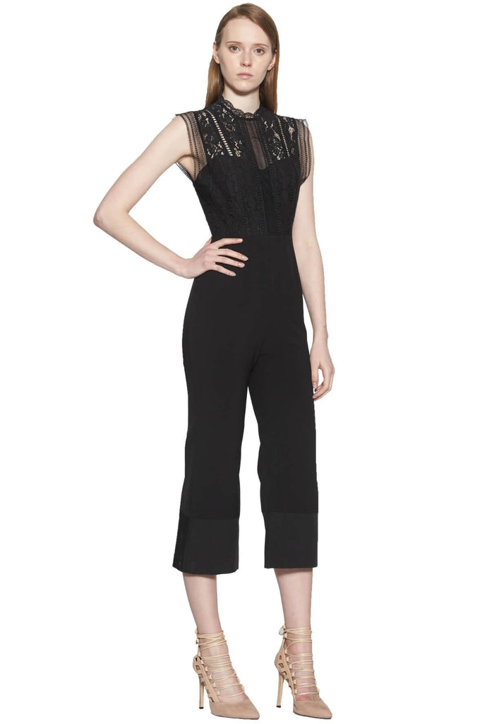 Renata Lace Trim Cropped Jumpsuit - Aijek