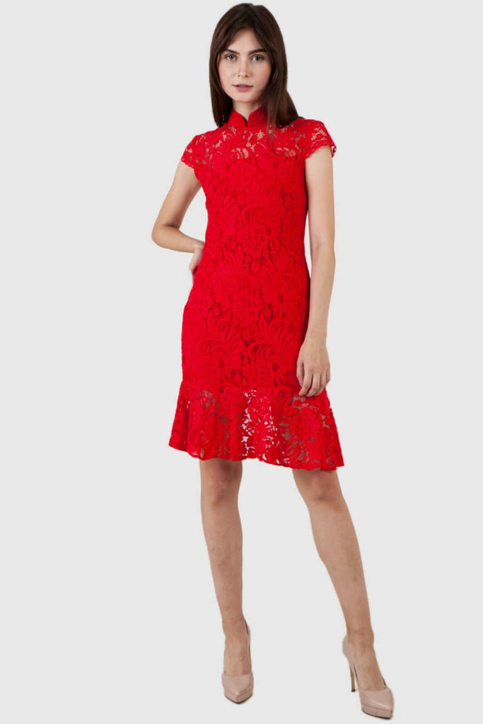 Stacey Fit Flare Lace Dress - Aijek