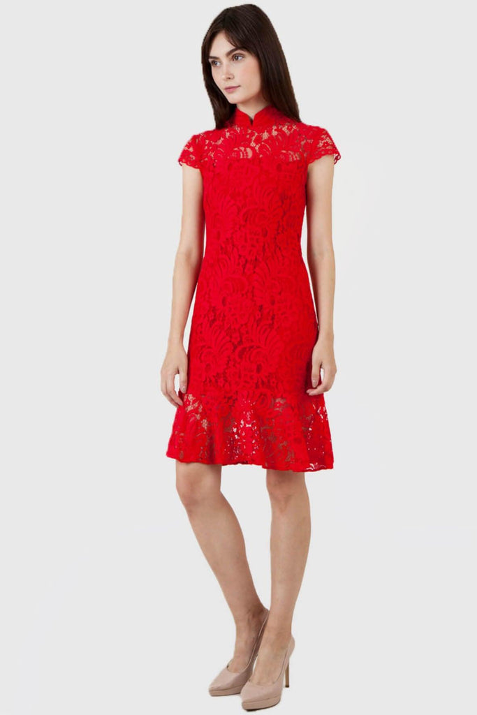 Stacey Fit Flare Lace Dress - Aijek