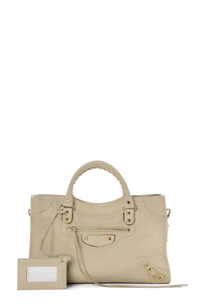 Classic City M Metallic Edge Beige Praline with Gold Hardware - BALENCIAGA