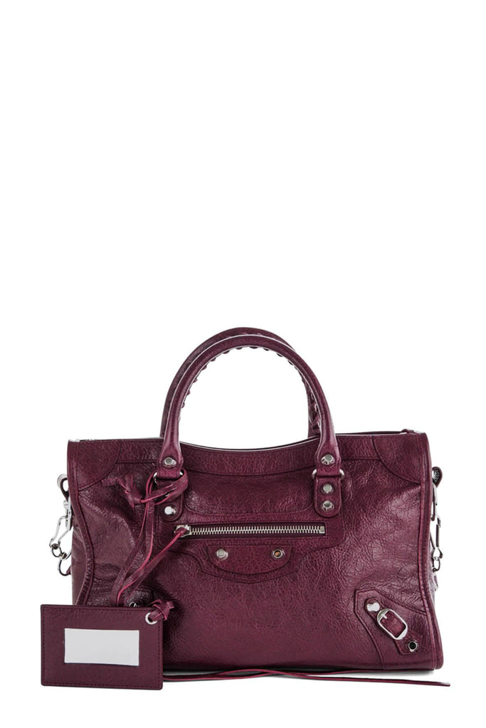 Classic City M Wine with Silver Hardware - BALENCIAGA