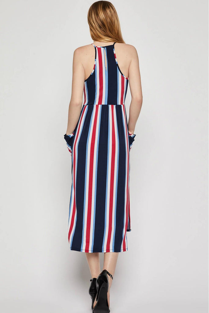 Bold Stripe Surplice Midi Dress Style Theory SG