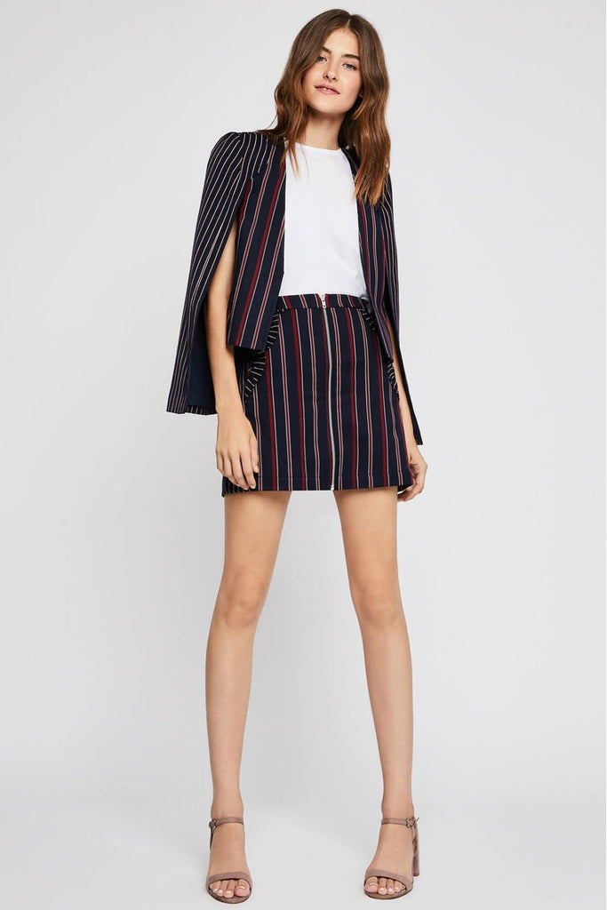 Striped Mixed Media Cape Jacket - BCBGeneration