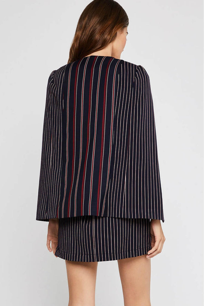 Striped Mixed Media Cape Jacket - BCBGeneration