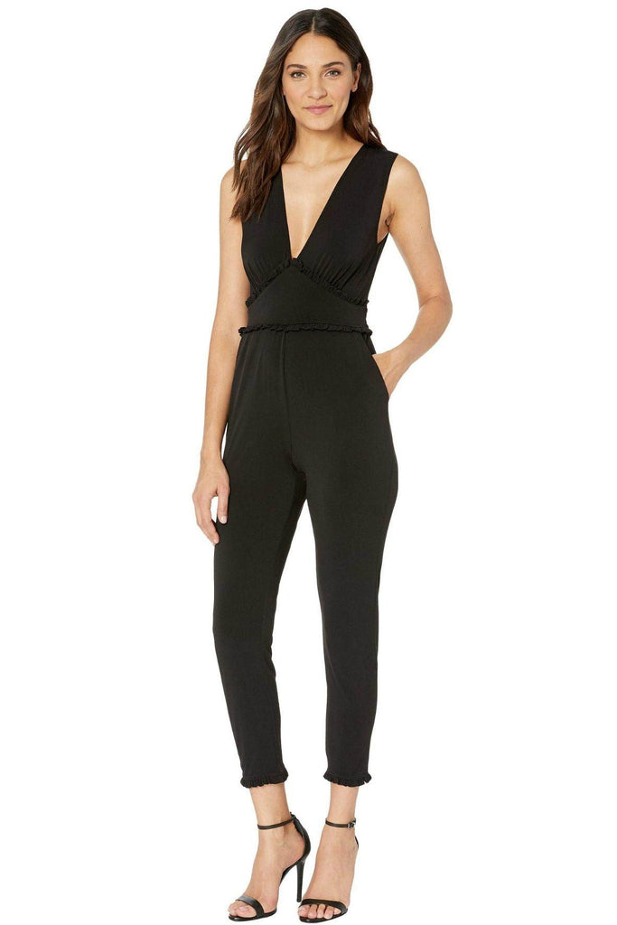 V-Neck Ruffle Detail Knit Jumpsuit - BCBGeneration