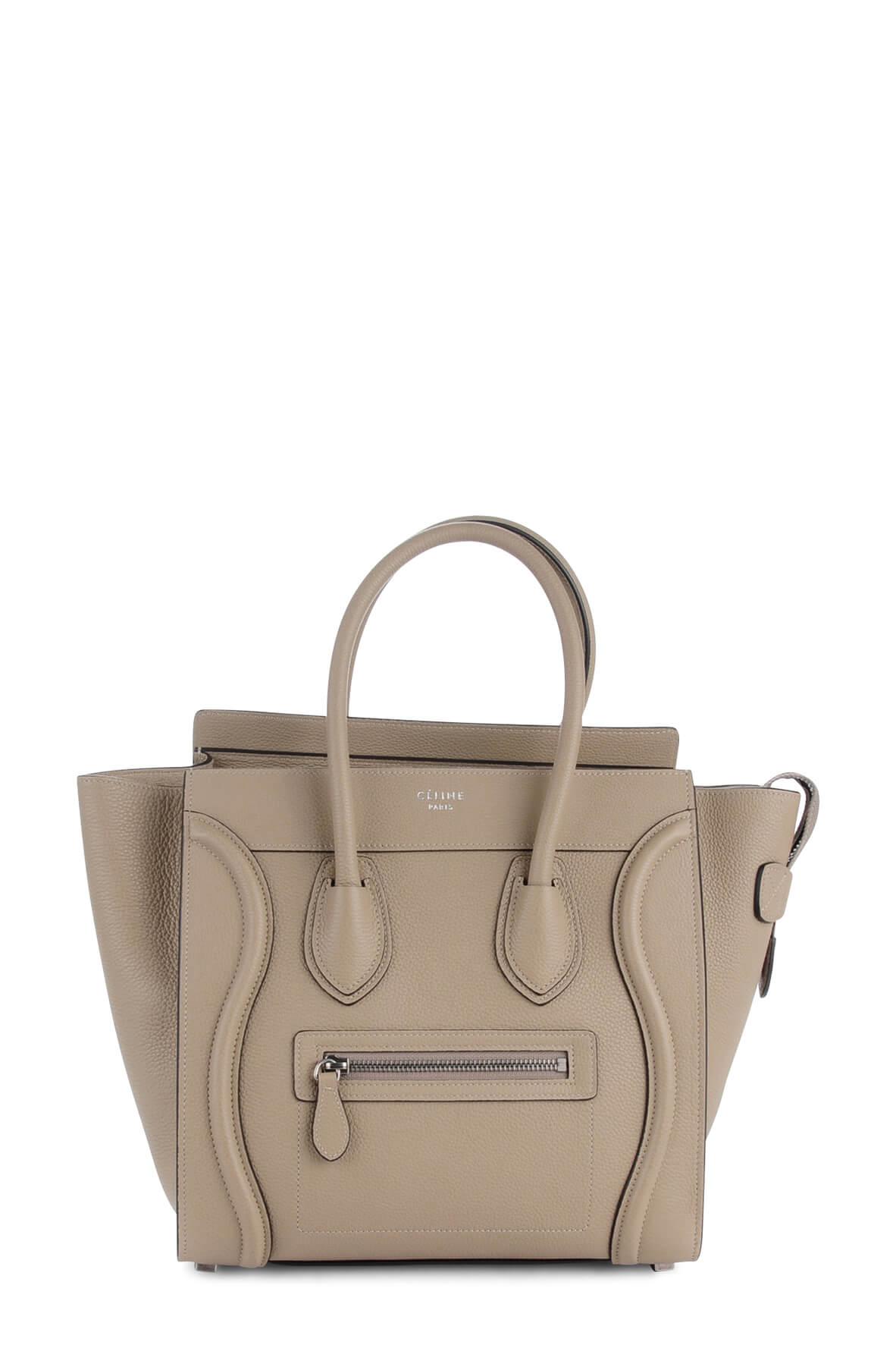 Celine Micro Luggage Taupe with Blue Piping