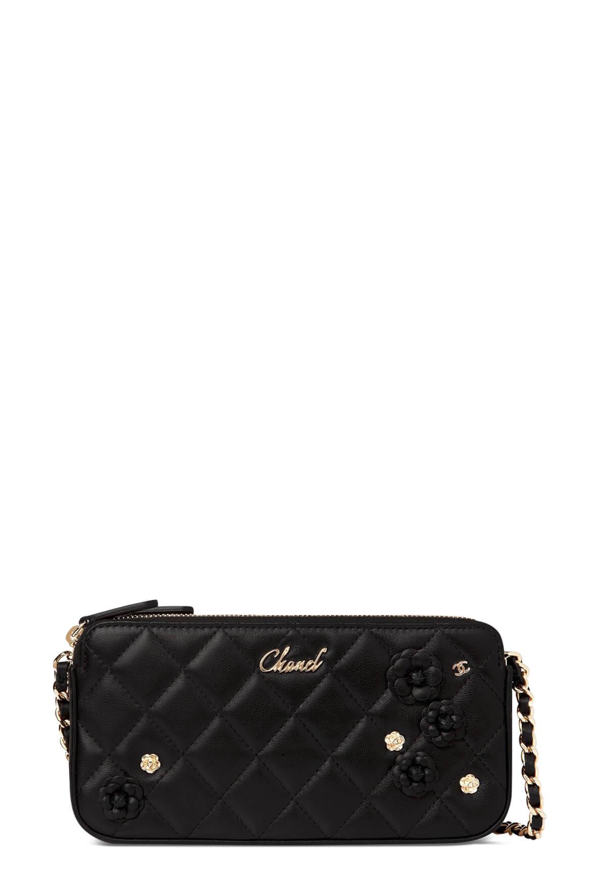 Clutch with chain - Lambskin, black — Fashion