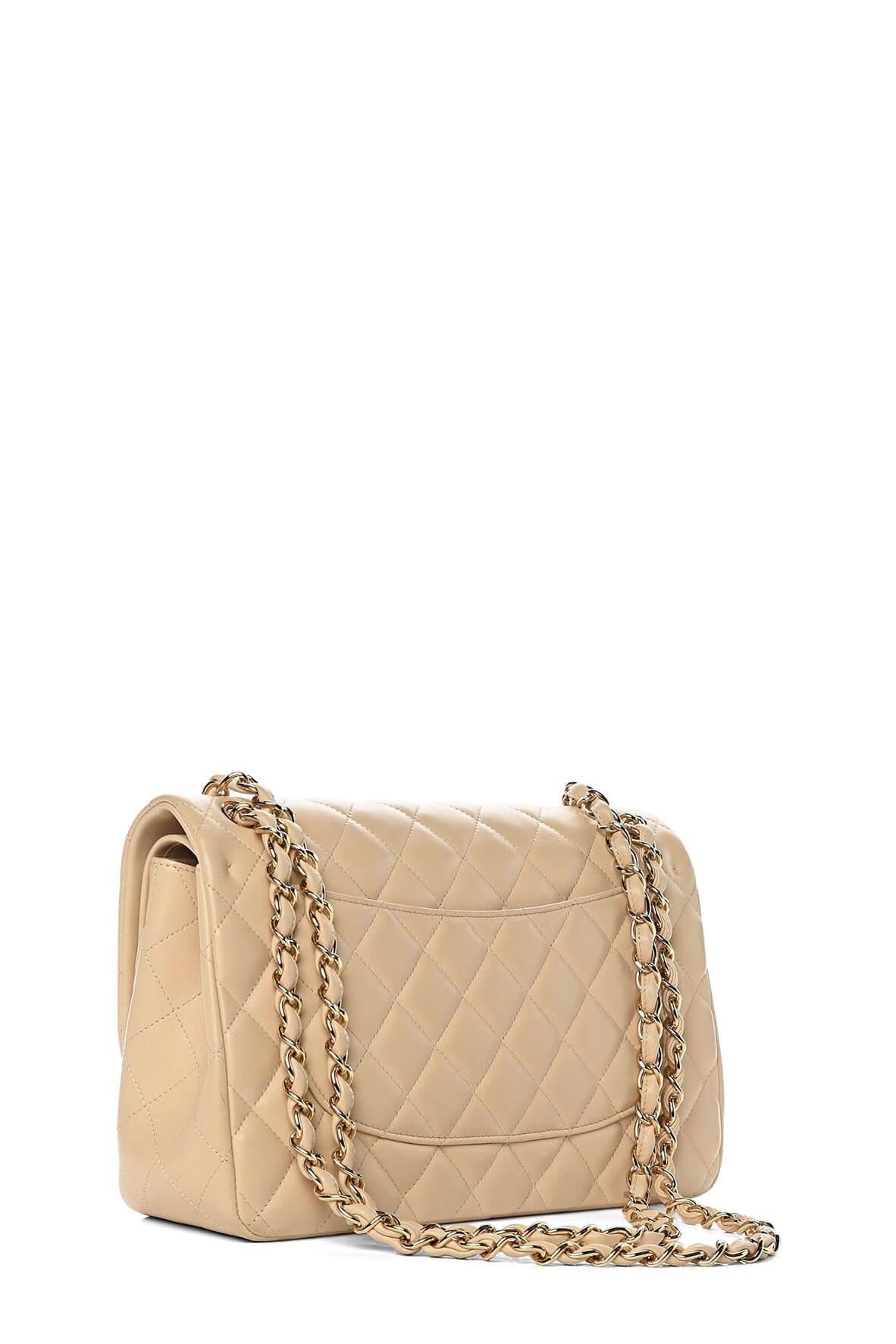 Chanel Beige Quilted Lambskin Jumbo Classic Single Flap Bag, myGemma, SG