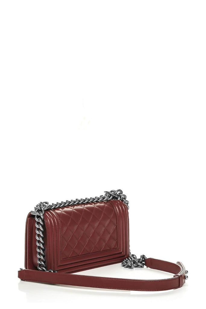 Quilted Lambskin Small Boy with Ruthenium Hardware Dark Red - Chanel