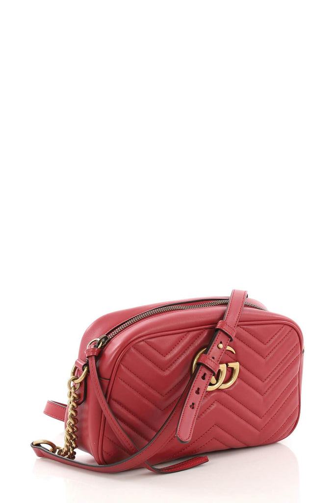 Small GG Marmont Matelasse Shoulder Bag Red - GUCCI