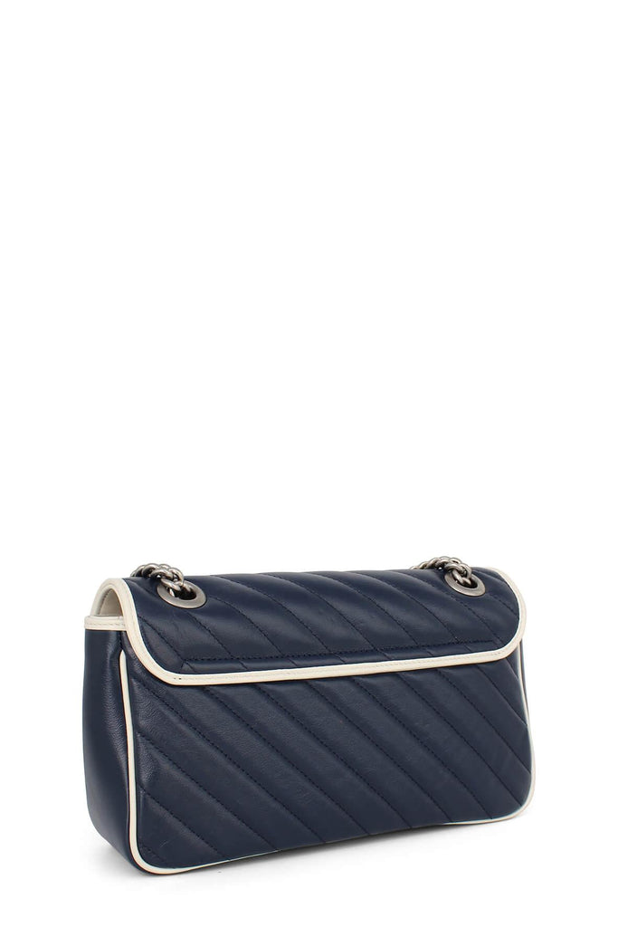 GG Marmont Small Matelasse Shoulder Bag Navy White - GUCCI