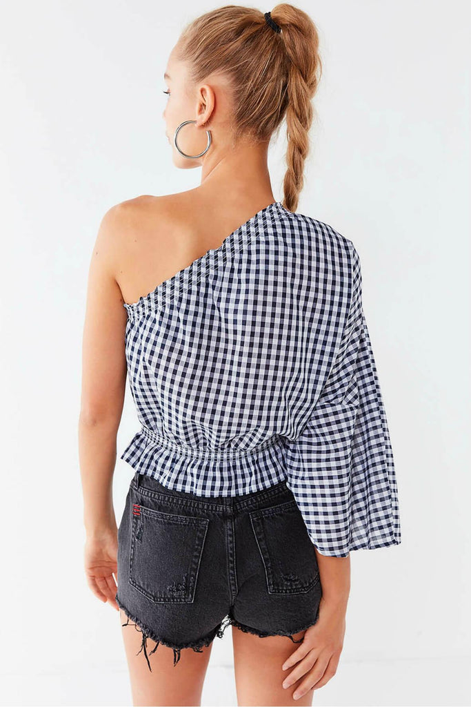 Off Shoulder Top With Ruching & Front Flap - House Of Sunny