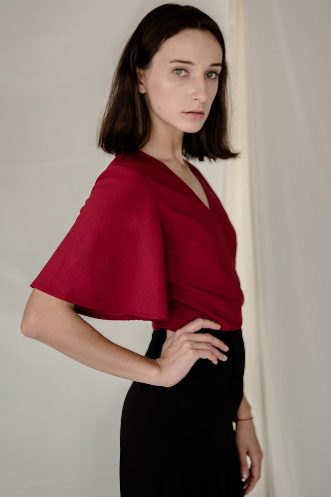 Side Tie Top in Red - Josee P