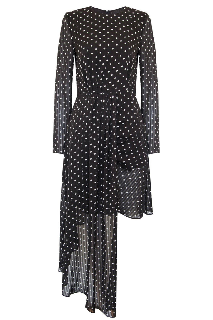 Jordaan Polka Dots Asymmetric Dress - Jovonna