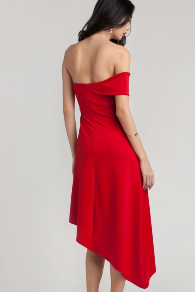 Lenore Asymmetric Dress in Rouge - Juillet