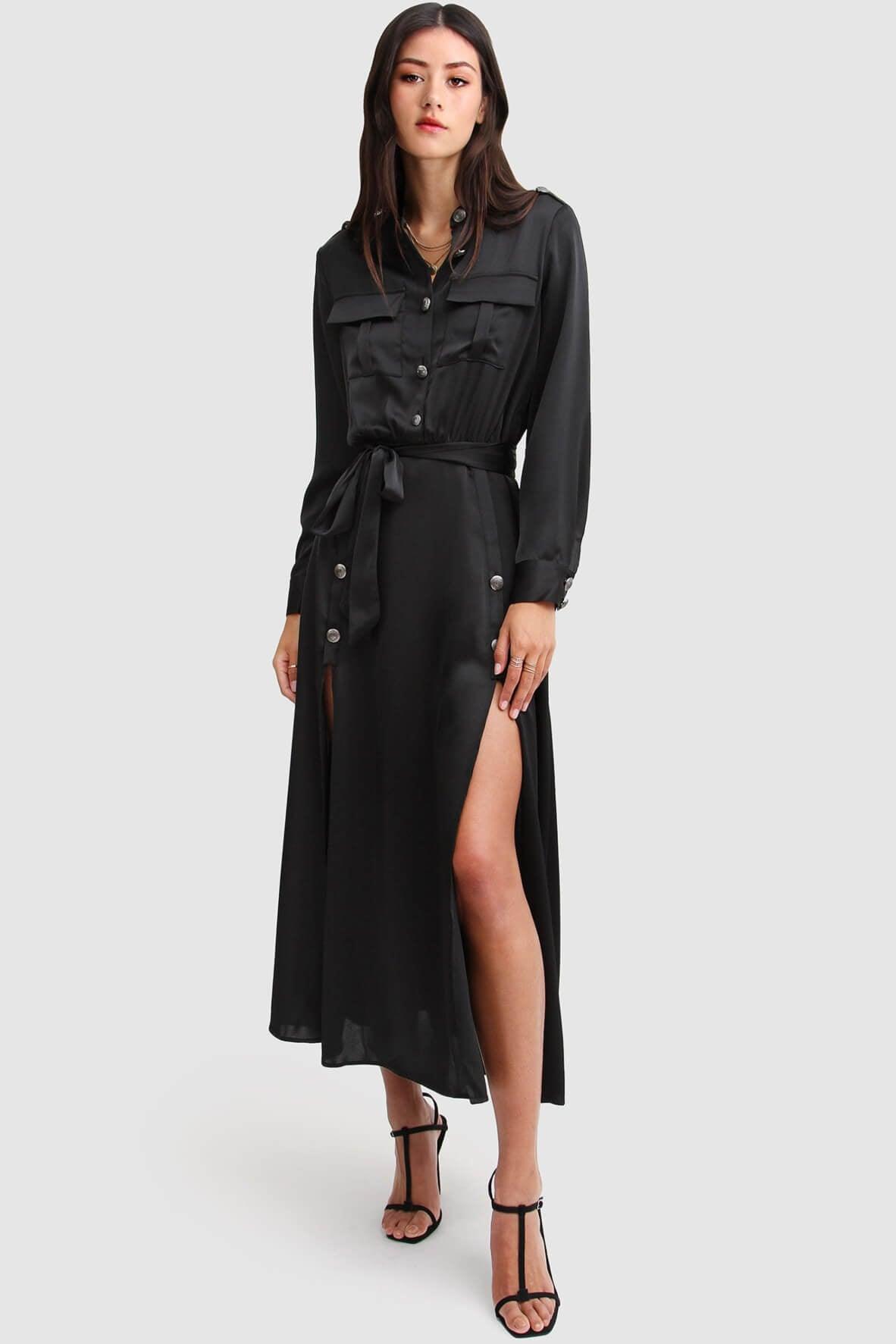 Lover To Lover Maxi Shirt Dress in Black Style Theory SG