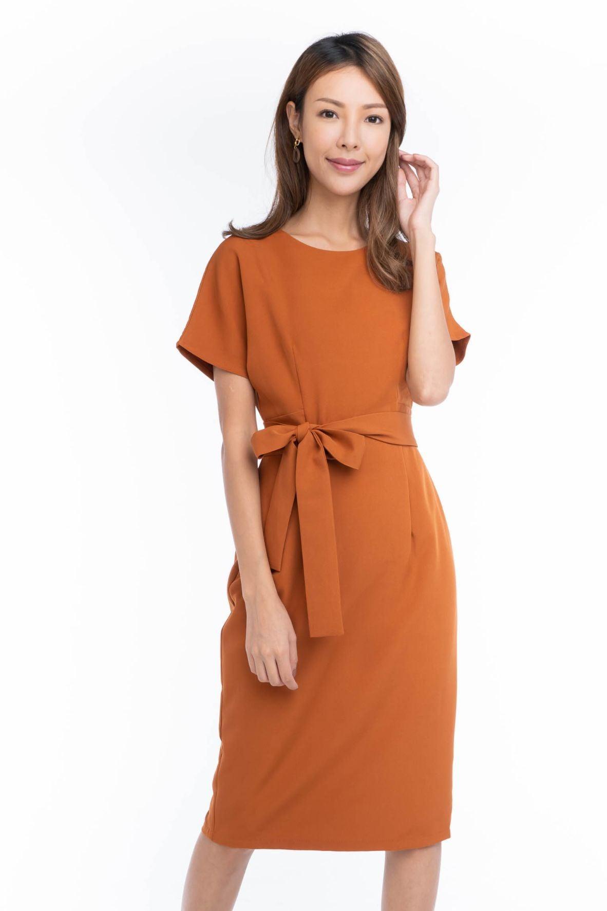 Pastel orange kimono sleeve dress