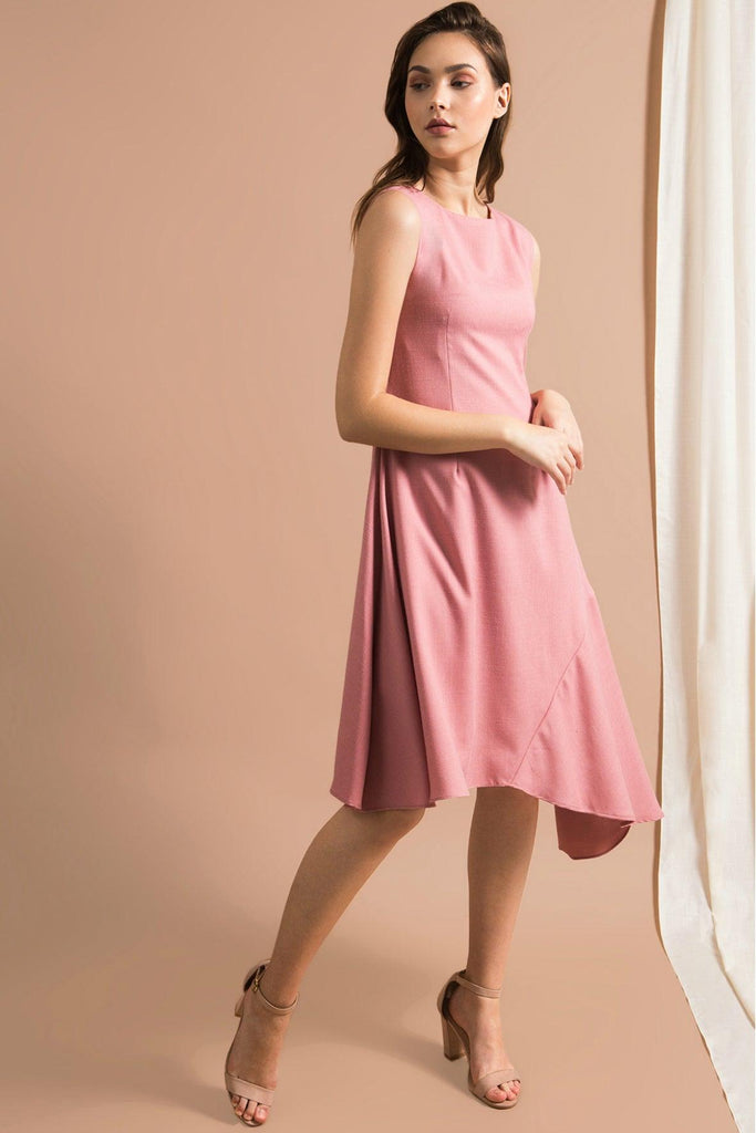 Panel Asymmetric Hem Dress Pink - Mi.re