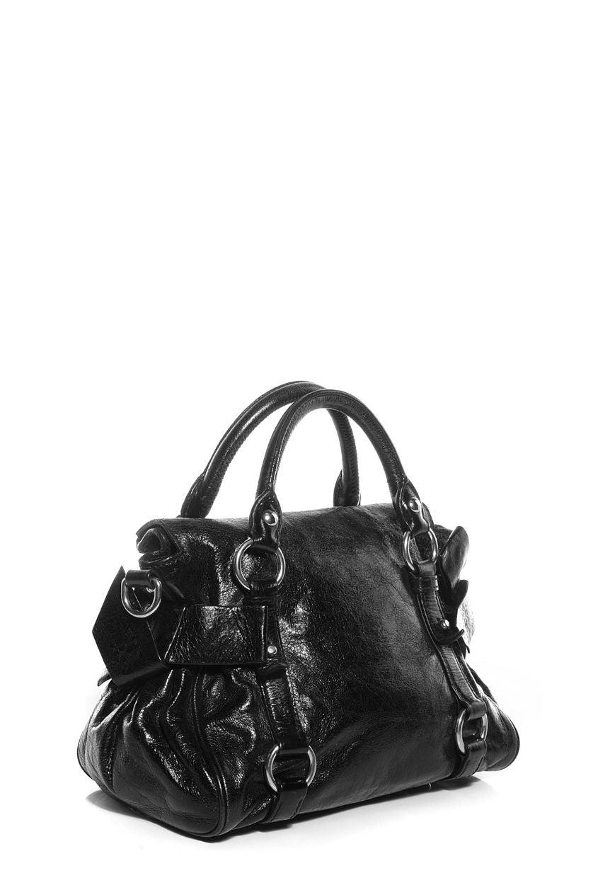 MIU MIU Vitello Lux Mini Bow Bag Black 327828