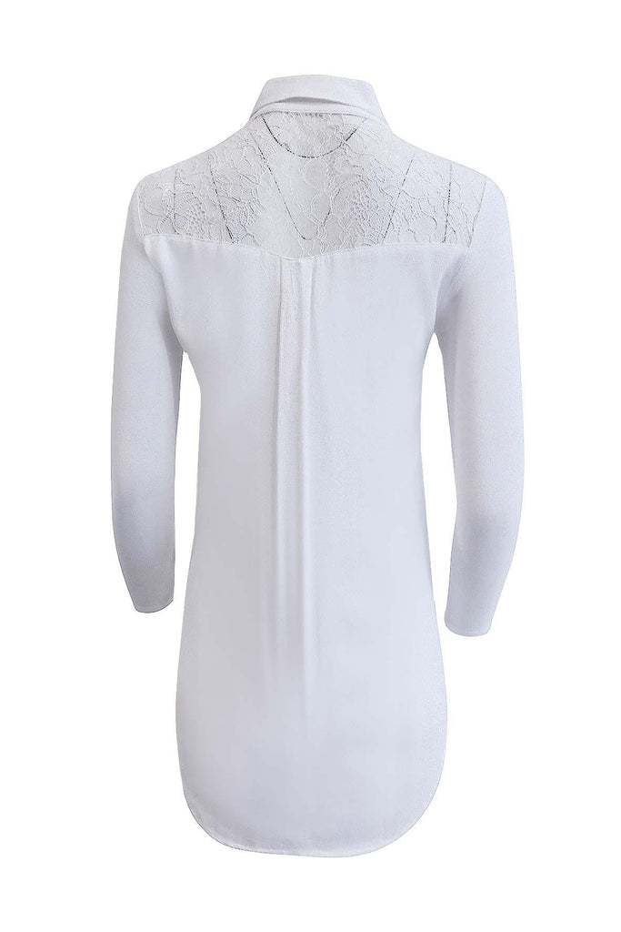 White Long Sleeved Laced Shirt - Lulu Yasmine