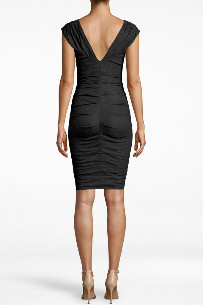 Stewart Cotton Metal High V Dress - Nicole Miller