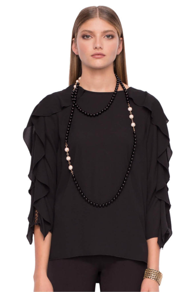 Loose Top With Ruffle Insertion On The Sleeves - Nissa