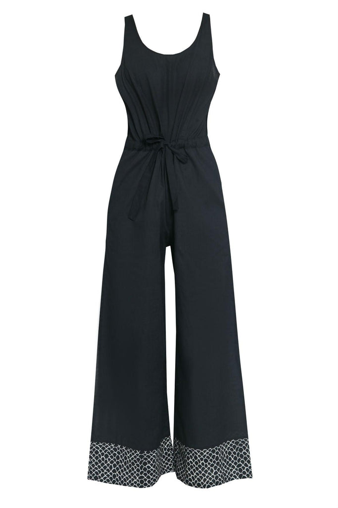 Grinsing Small Motive Navy Jumpsuit - Populo