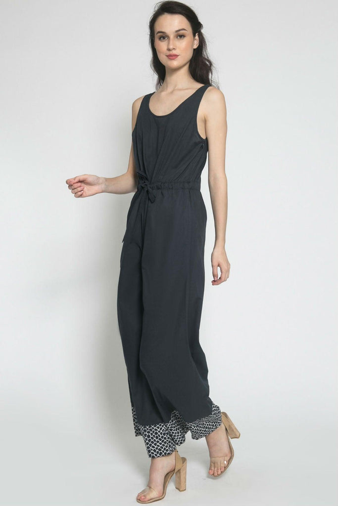 Grinsing Small Motive Navy Jumpsuit - Populo