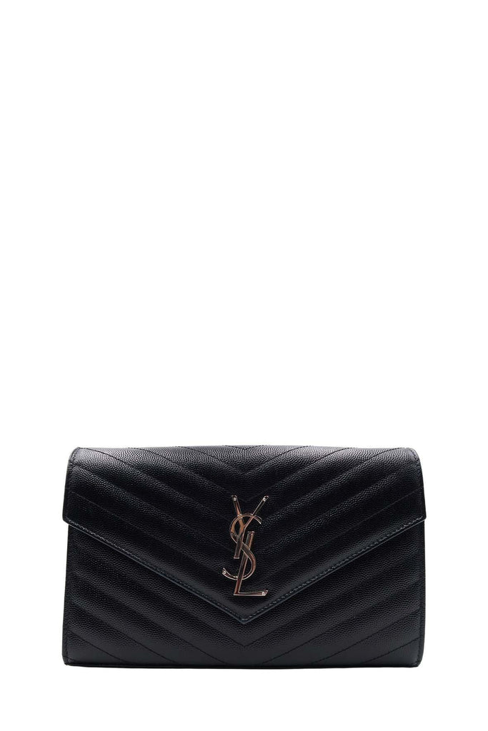 Envelope Chain Wallet with Silver Hardware Black - SAINT LAURENT