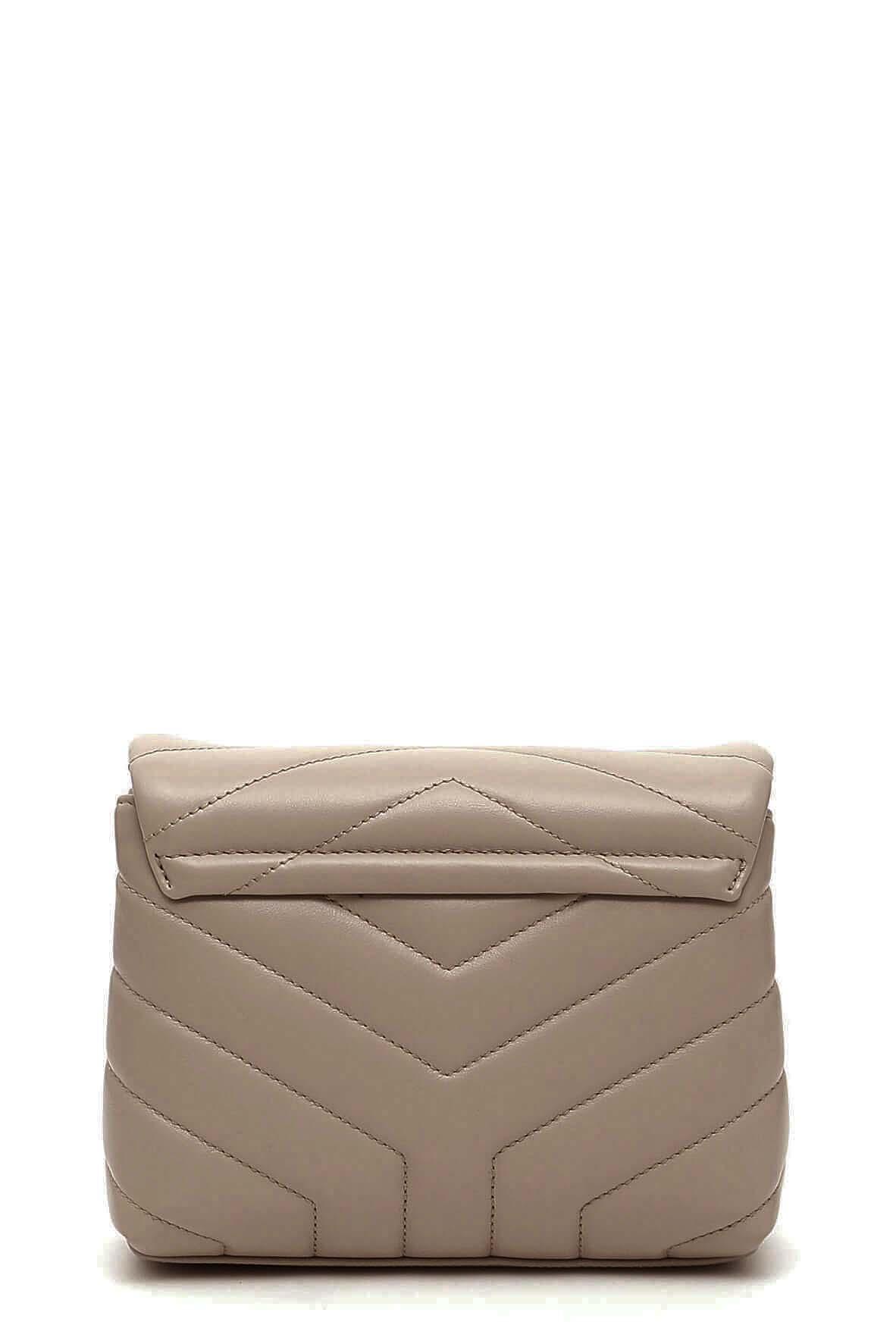 Saint Laurent Beige Quilted Toy Loulou Strap Bag in Natural