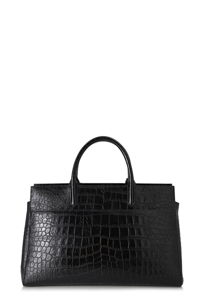 Medium Cabas Rive Gauche Bag Crocodile Embossed Black - SAINT LAURENT