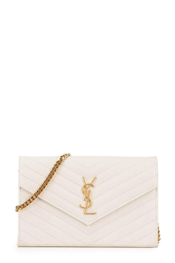 Monogram Chain Wallet White with Gold Hardware - SAINT LAURENT