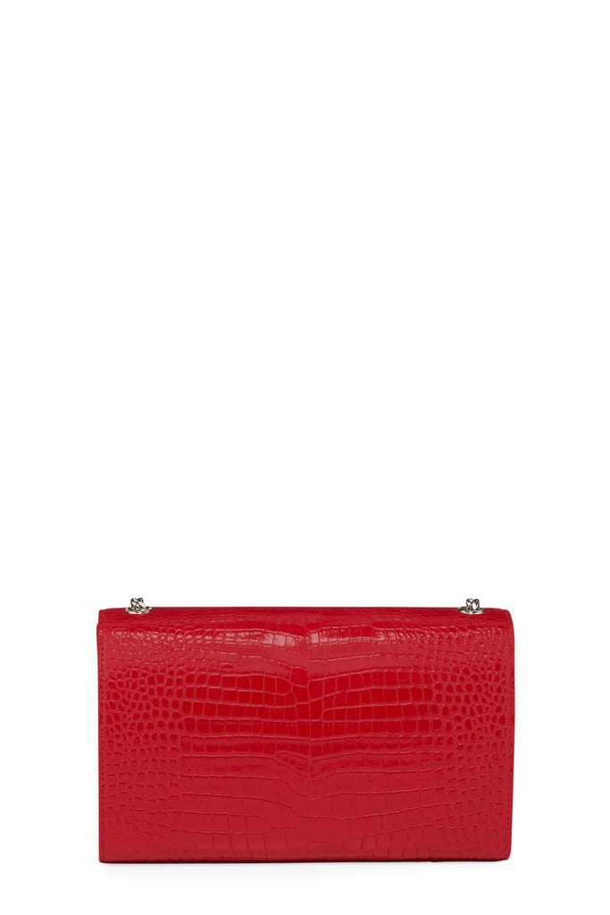 Monogram Medium Kate with Tassel Crocodile Embossed Eros Red - SAINT LAURENT