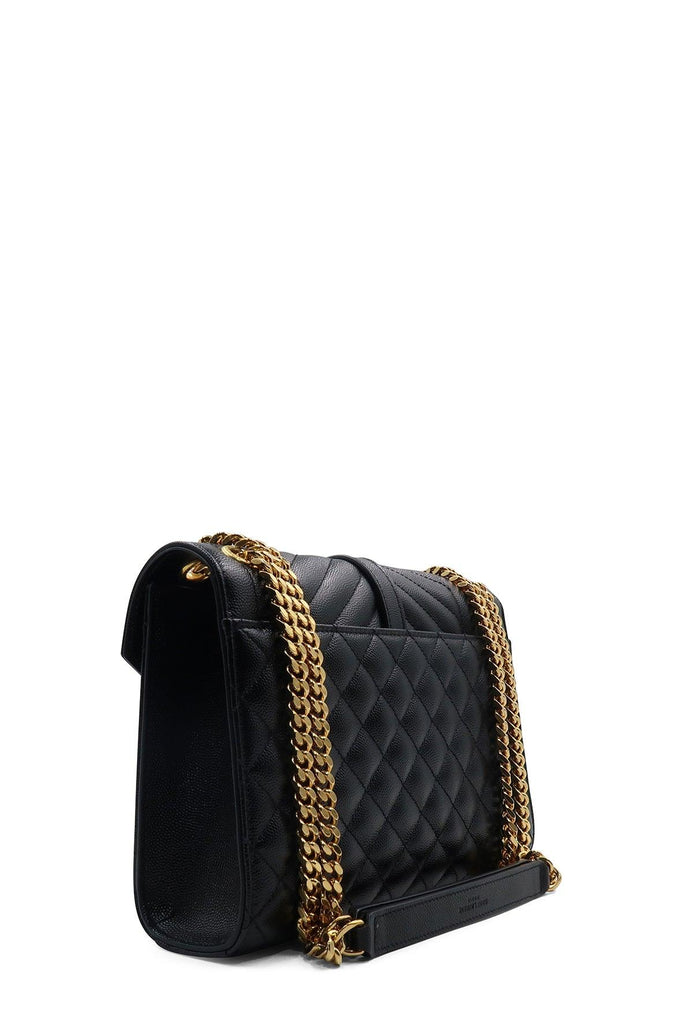 Small Mix Matelasse Monogram Envelope Bag with Gold Hardware Black - SAINT LAURENT