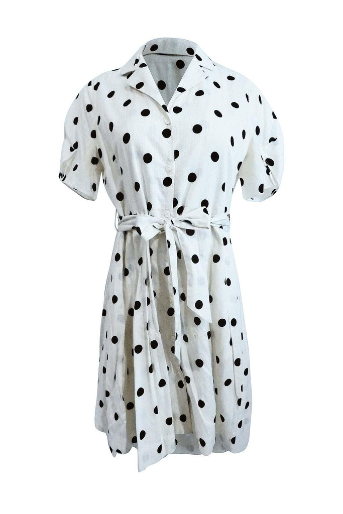 White Dress With Big Polka Dots - Saturday Club